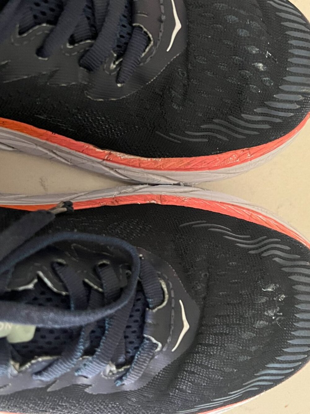 HOKA One One Clifton 7 Wide Women's US 8 D Navy Blue Orange Running Walking Shoe - Picture 7 of 10